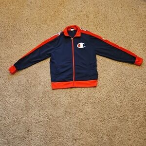 Champion Jacket Mens Large Color Block Spell Out Big Logo Retro Track See Pics